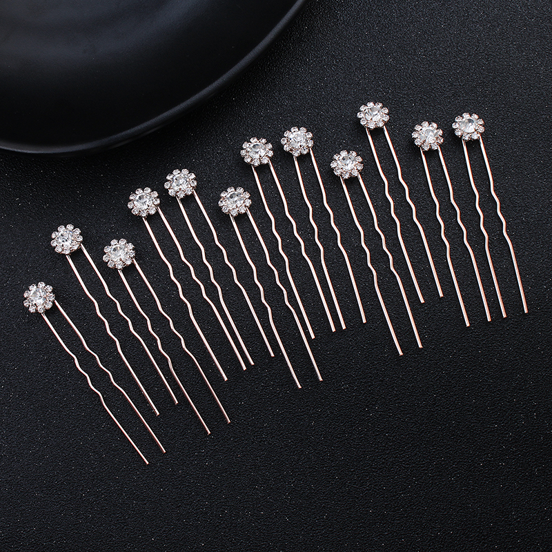 Women'S Hair Accessories Wedding - 12PK/Set Fashion Rhinestone Flower Cute Hairpin