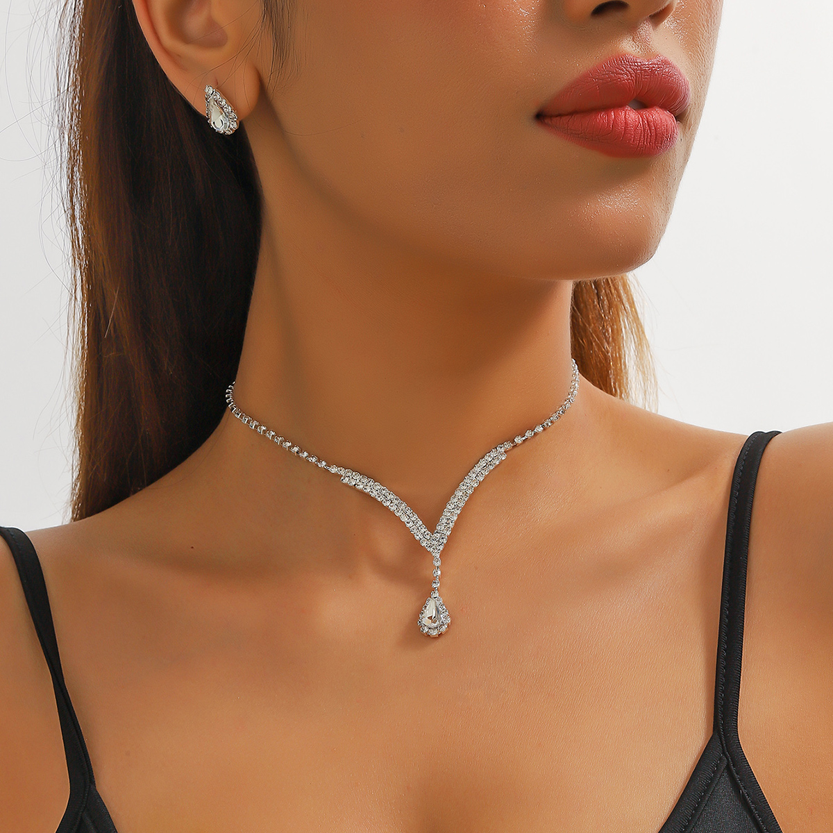 Women'S Accessories Mango - Bride Wedding Necklace Earrings Set Silver