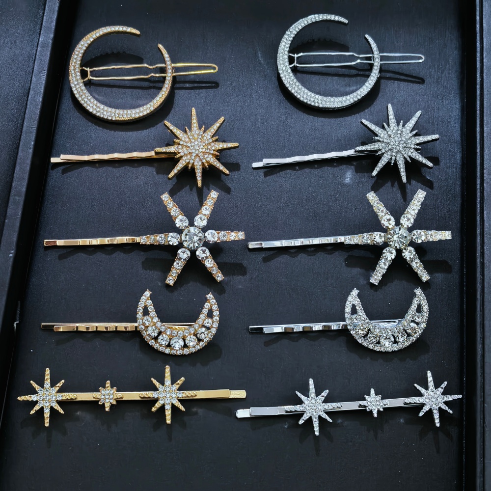 Women'S Hair Accessories Wedding - 3/4 pcs set Crystal Star Hairpins