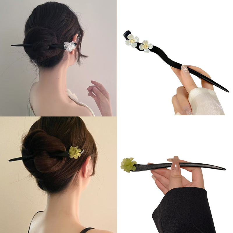 Women'S Hair Accessories Wedding - Vintage Chinese Style Wooden Flower Hair