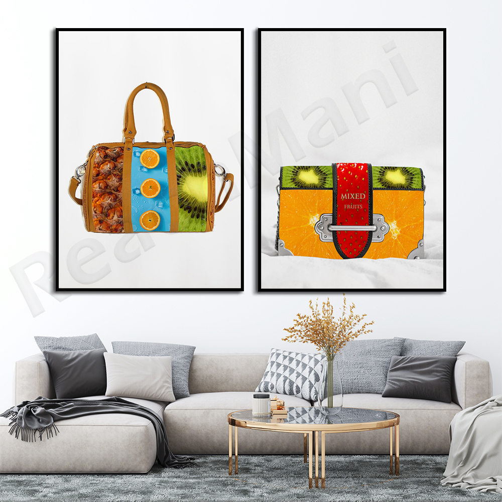Women Accessories Poster - Mixed media art, fashion woman fruit
