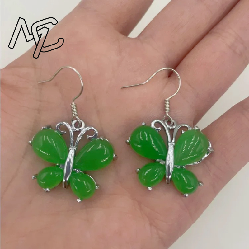 Women Accessories For Hand - S925 Silver Green Jade Butterfly Pendant