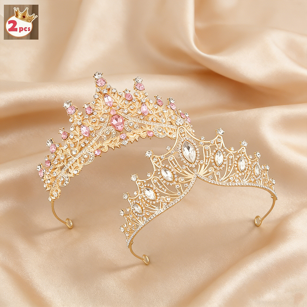 Women Accessories For Wedding - Luxurious Sweet Rainbow Crystal Crown Set