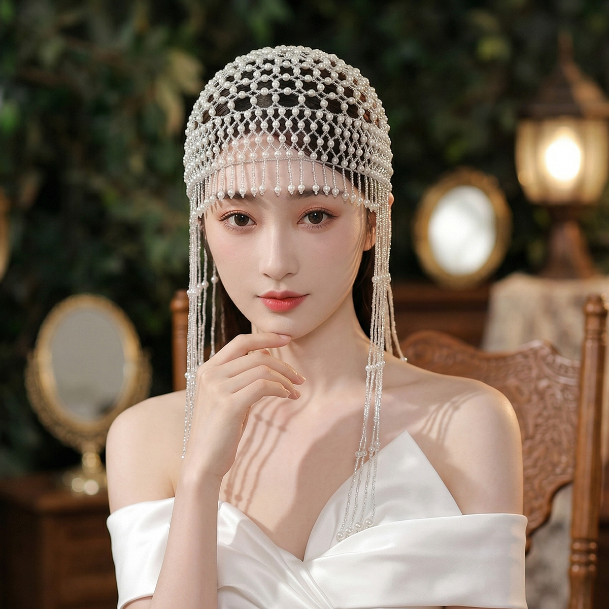 Luxury Pearls Beaded Headwrap  – Women Accessories For Wedding recenzja i cena