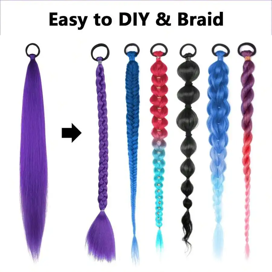 24Inch Purple Ponytail Hair Ex – Hair Band Elastic recenzja i cena