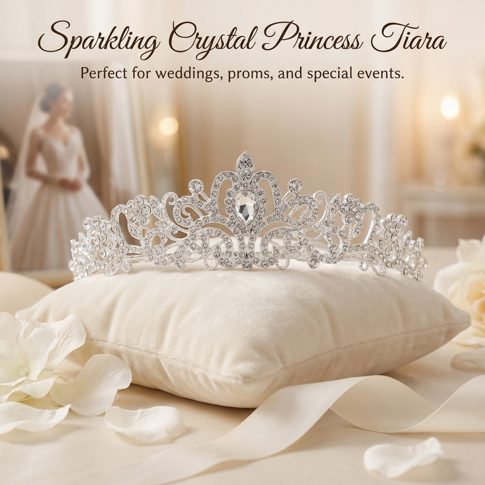Elegant Bridal Crown Sparkly R – Women Accessories For Wedding recenzja i cena