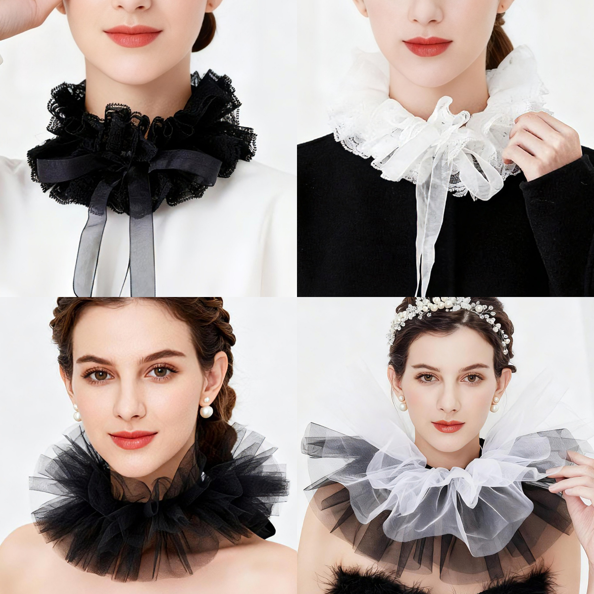 Fashion Tulle Ruffle Collar Fo – Women'S Victorian Accessories recenzja i cena