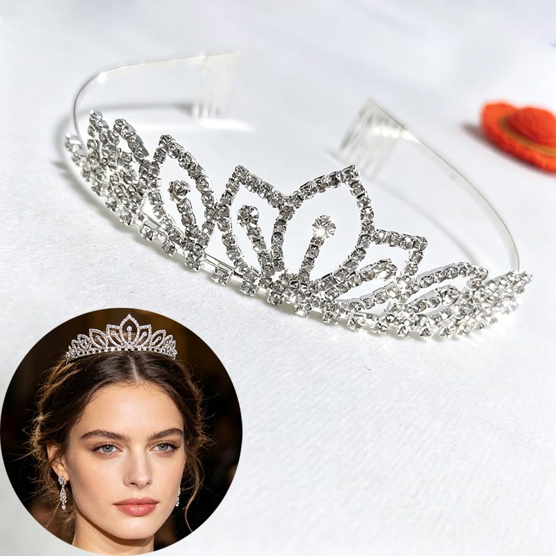Silver Color Sparkling Rhinest – Women Accessories For Wedding recenzja i cena
