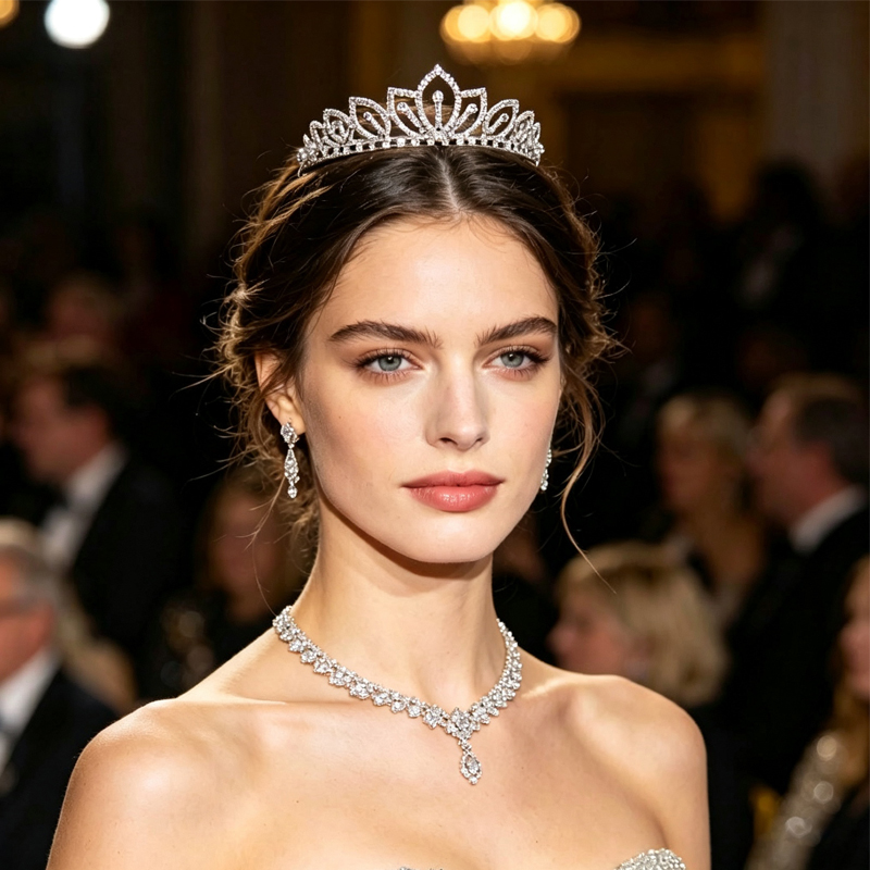 Silver Color Sparkling Rhinest – Women Accessories For Wedding recenzja i cena