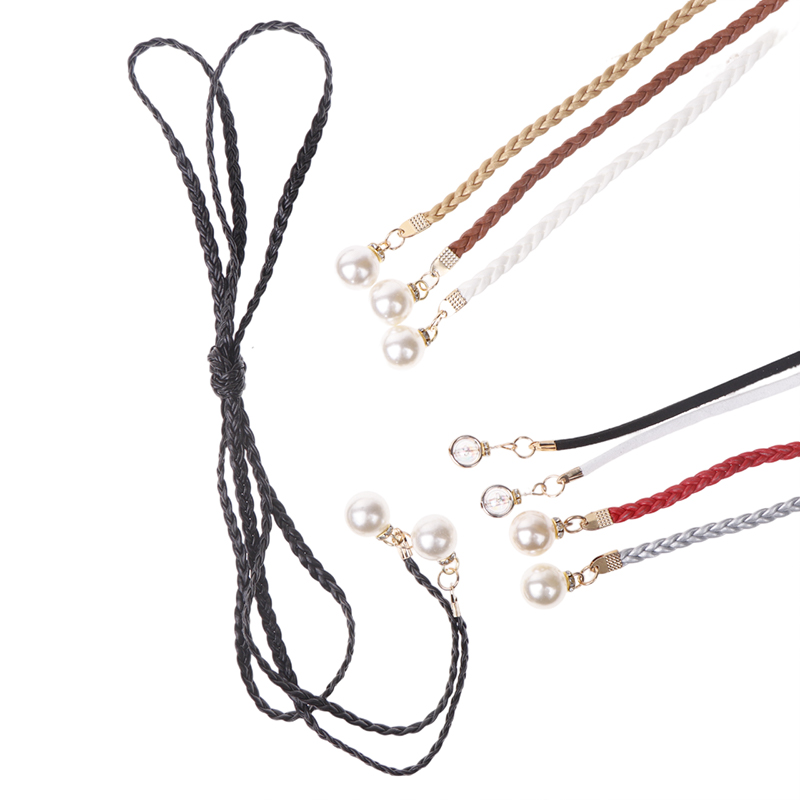 Retro PU Braided Pearl Belt Wa – Women'S Jeans Accessories Chain recenzja i cena