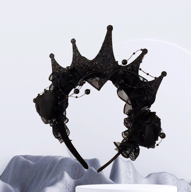 Gothic Black Rose Lace Crown H – Women'S Victorian Accessories recenzja i cena
