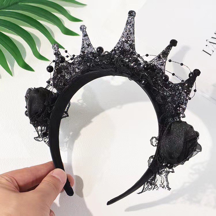 Gothic Black Rose Lace Crown H – Women'S Victorian Accessories recenzja i cena