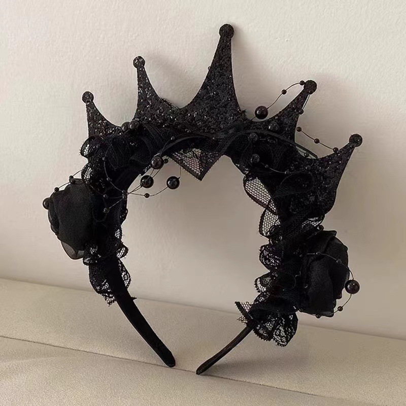 Gothic Black Rose Lace Crown H – Women'S Victorian Accessories recenzja i cena