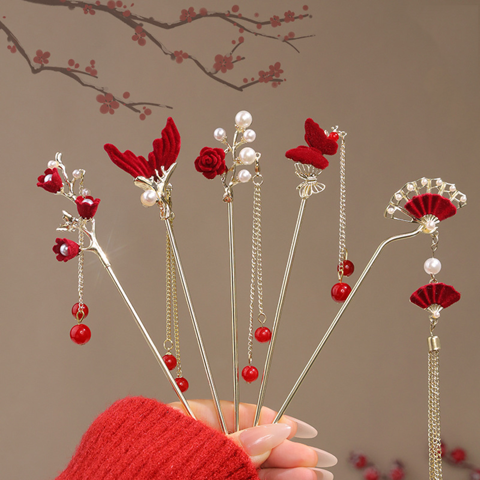 Chinese Style Rose Flower Hair – Women Accessories For Hand recenzja i cena