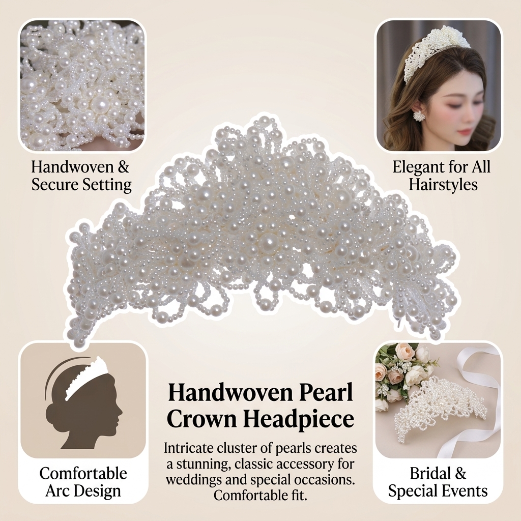 Pearl Crown Headpiece For Wedd – Women Accessories For Wedding recenzja i cena