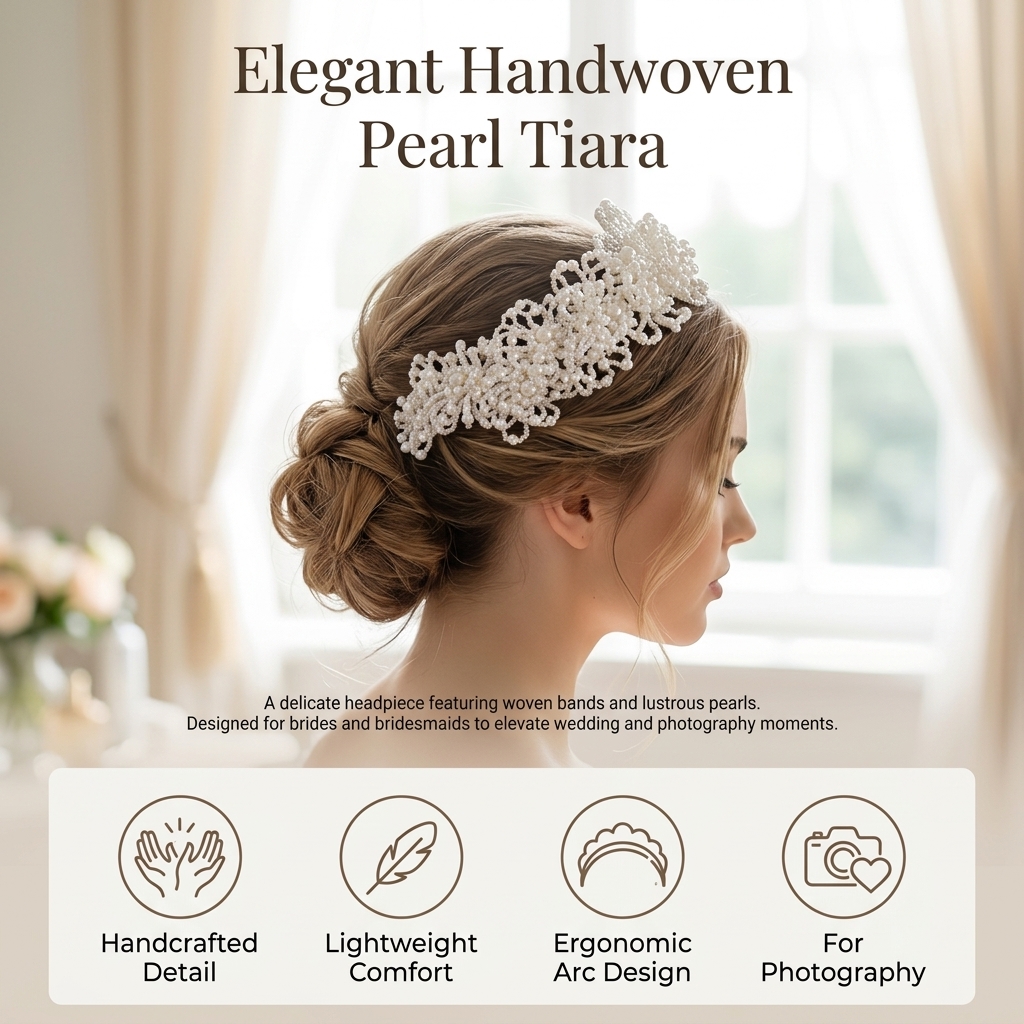 Pearl Crown Headpiece For Wedd – Women Accessories For Wedding recenzja i cena