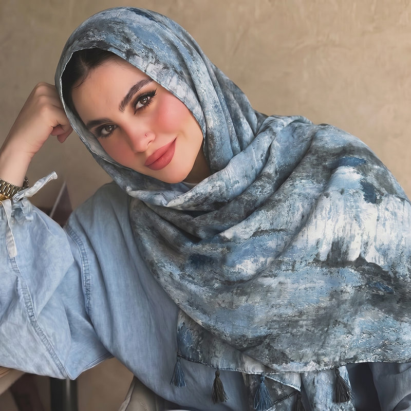 Ink Wash Print Tassel Hijab Sc – Woman Accessory recenzja i cena