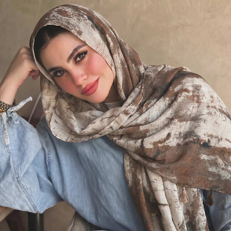 Ink Wash Print Tassel Hijab Sc – Woman Accessory recenzja i cena