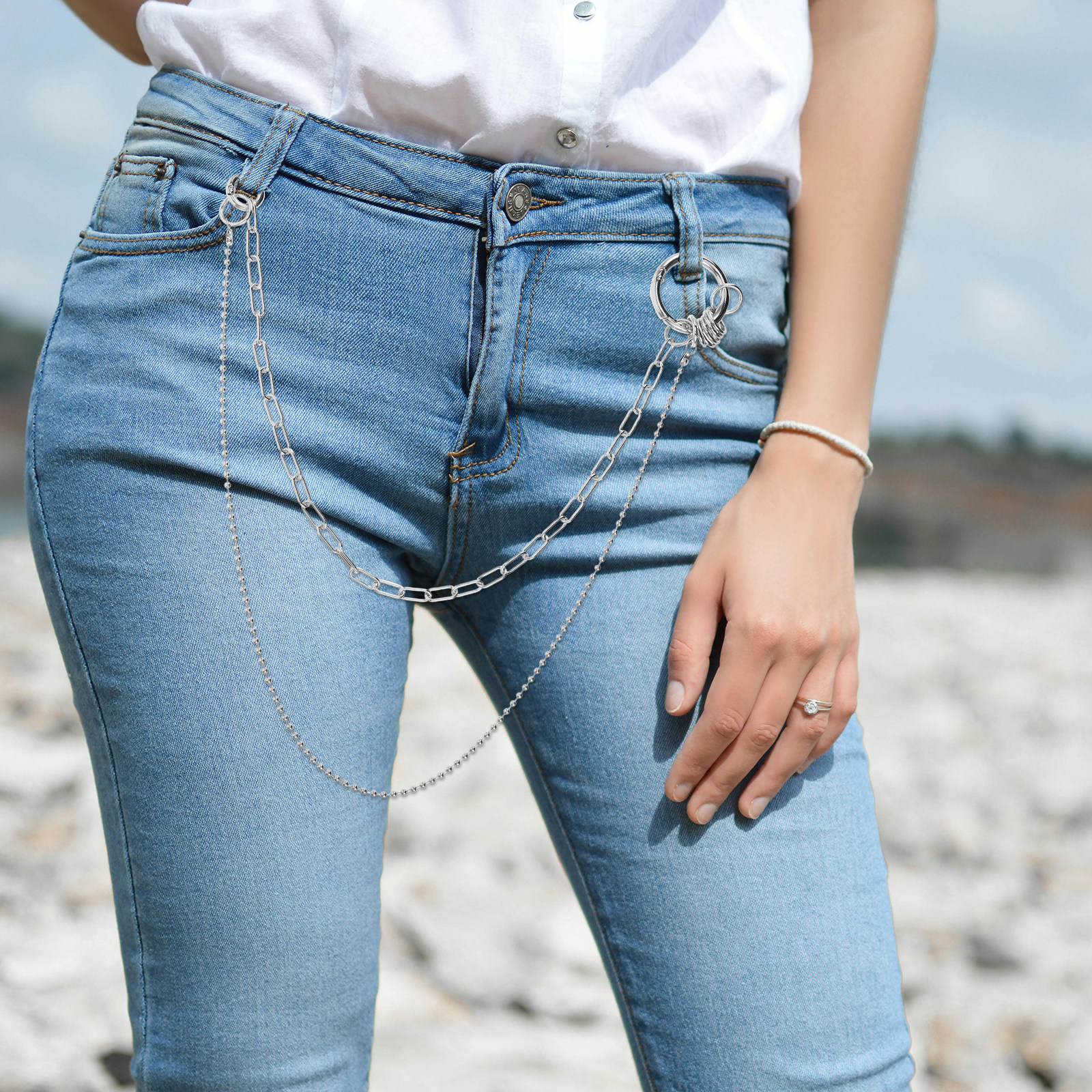 Hip-Hop Pants Men Women Alloy  – Women'S Jeans Accessories Chain recenzja i cena