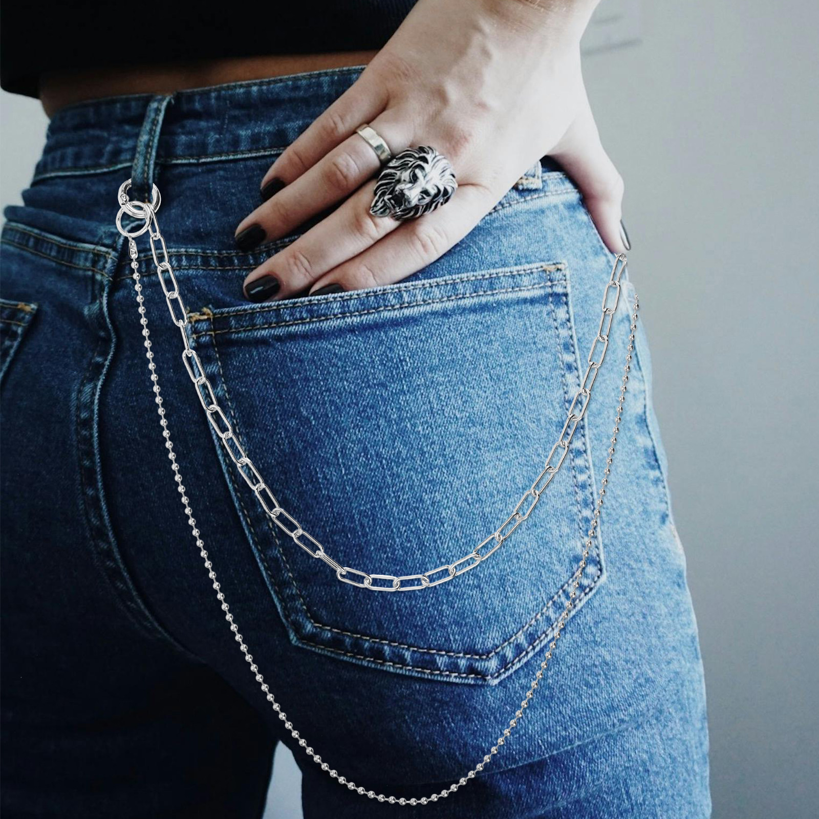 Hip-Hop Pants Men Women Alloy  – Women'S Jeans Accessories Chain recenzja i cena