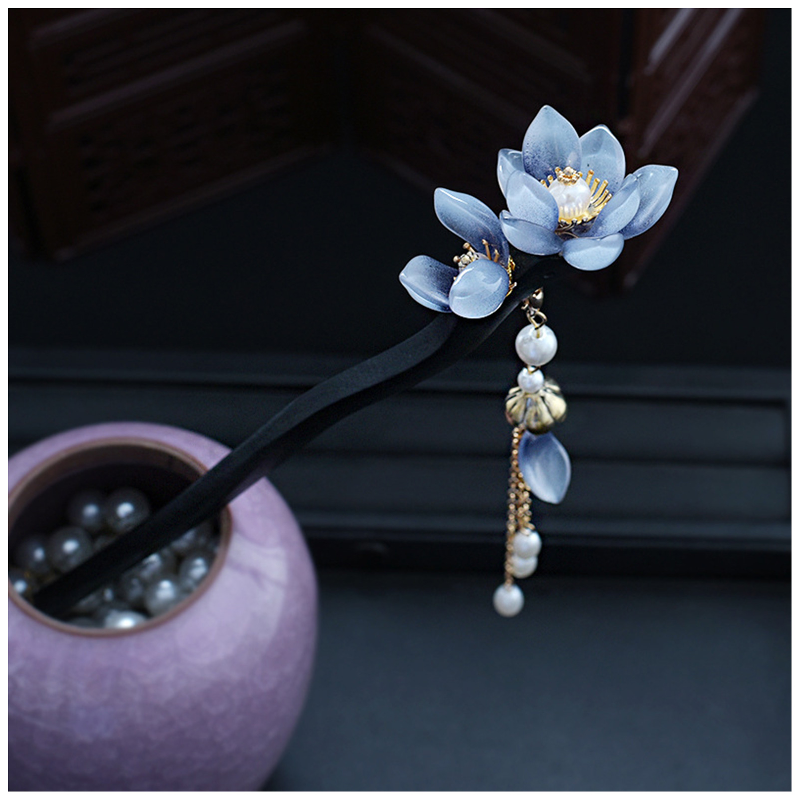 Blue Flower Hair Stick Vintage – Women'S Hair Accessories Wedding recenzja i cena