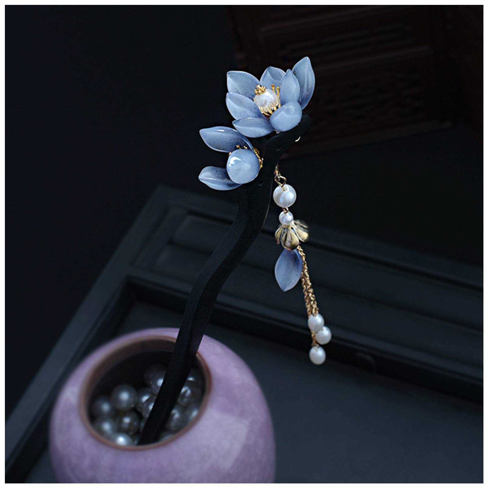 Blue Flower Hair Stick Vintage – Women'S Hair Accessories Wedding recenzja i cena