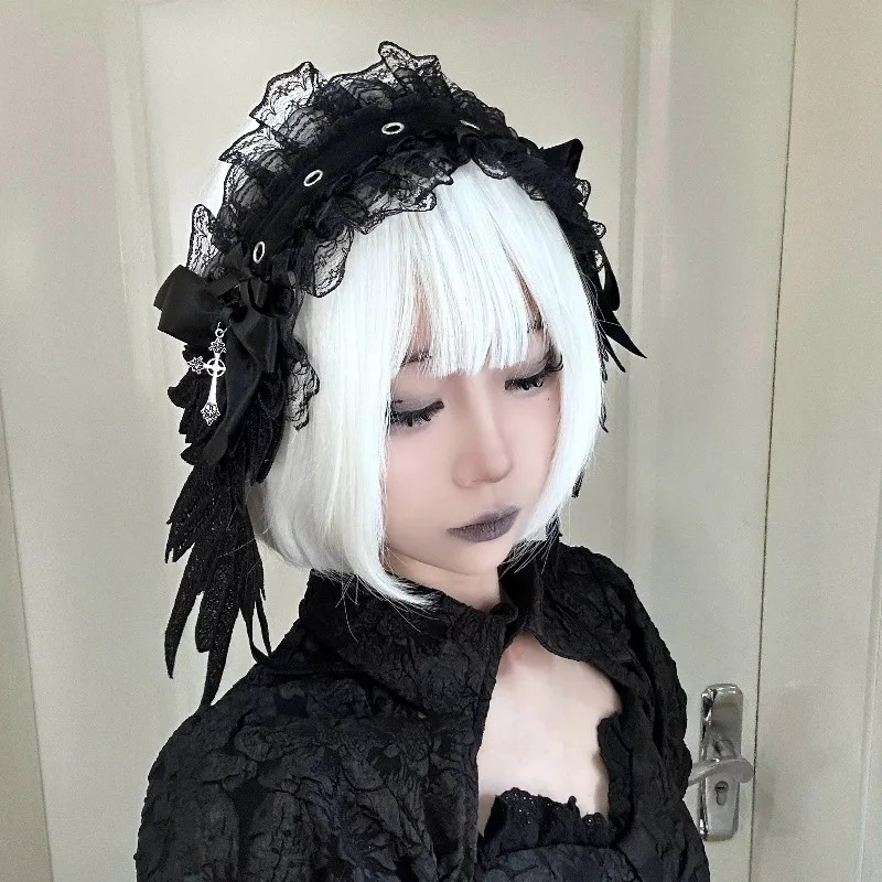 Gothic lace angel wings headba – Women'S Victorian Era Accessories recenzja i cena