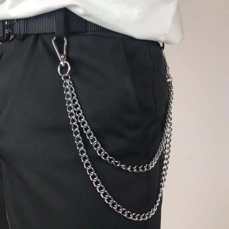 Punk Metal Double Layered Pant – Women'S Jeans Accessories Chain recenzja i cena