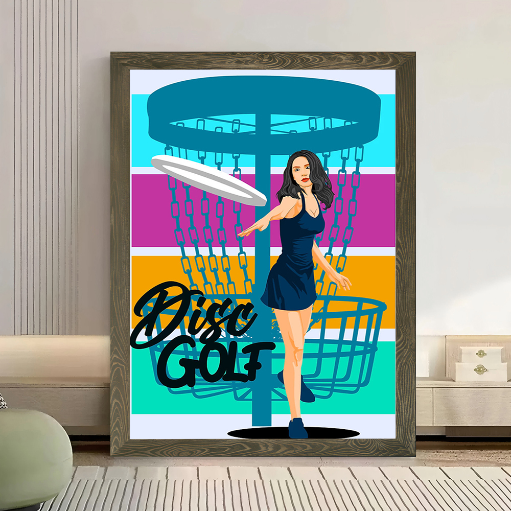 Disc Golf Woman Throwing Disc  – Women Accessories Poster recenzja i cena