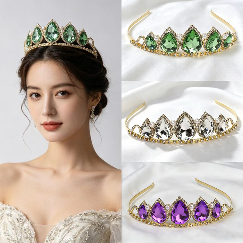 Green Water Drop Rhinestone Cr – Women Accessories For Wedding recenzja i cena