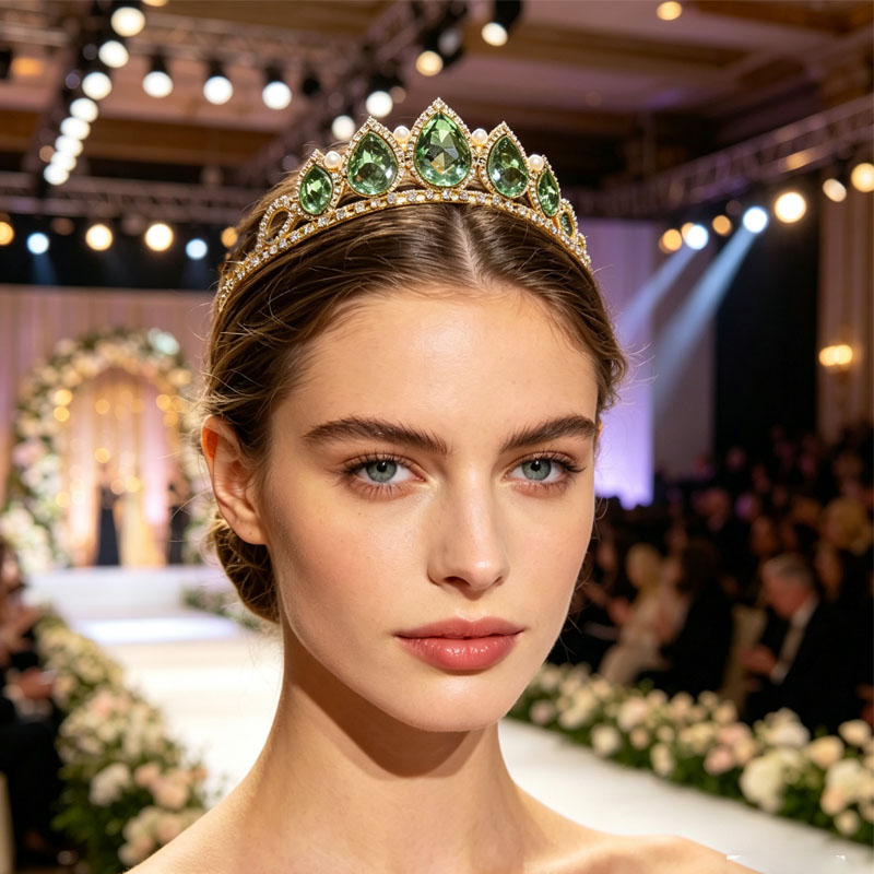 Green Water Drop Rhinestone Cr – Women Accessories For Wedding recenzja i cena