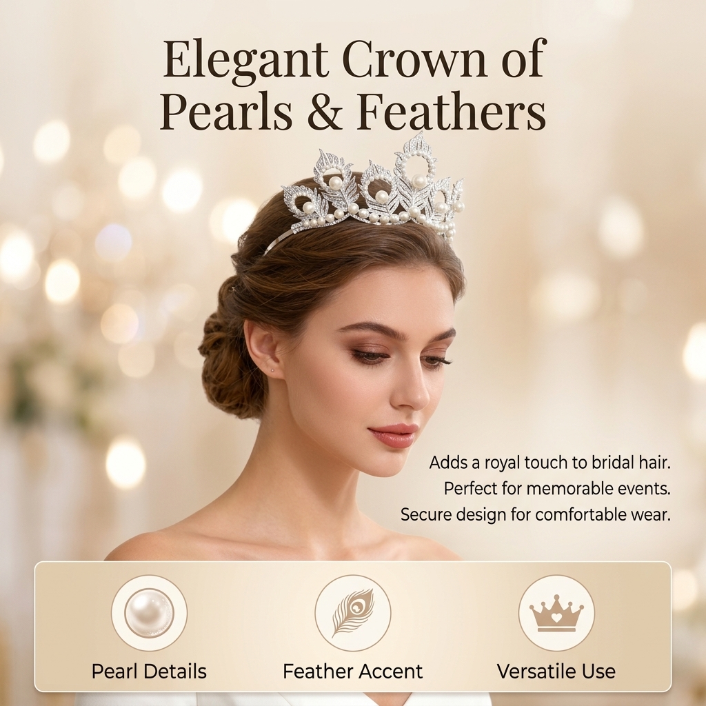 Pearl Crown Headpiece With Pea – Women Accessories For Wedding recenzja i cena